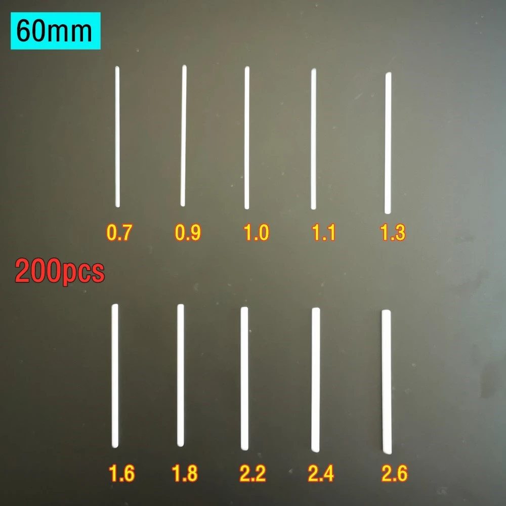 

200pcs 60mm Glass fiber rod for squid hook 0.7/0.9/1/1.3/1.6/1.8/2.2/2.4/2.6 Fishing Bait Accessories Fiberglass pole Jig stick