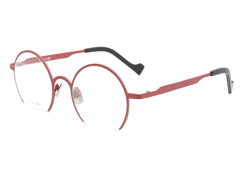 Belight Optical Italy Design Titanium Half Rimless Round  Prescription Vintage Retro Eyeglasses Spectacle Frame Eyewear 7724