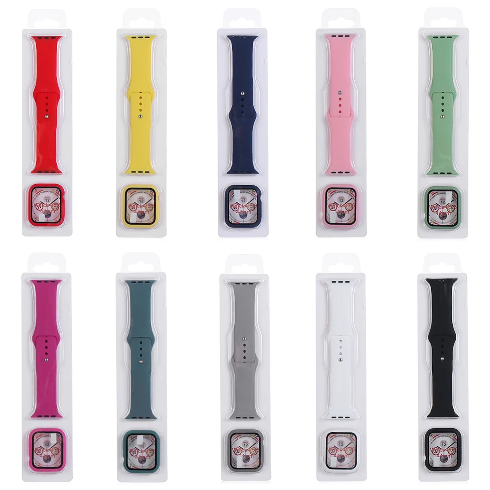 2In1 силиконовый чехол + ремешок для наручных часов Apple Watch SE 6 5 4 40 мм 44 протектор
