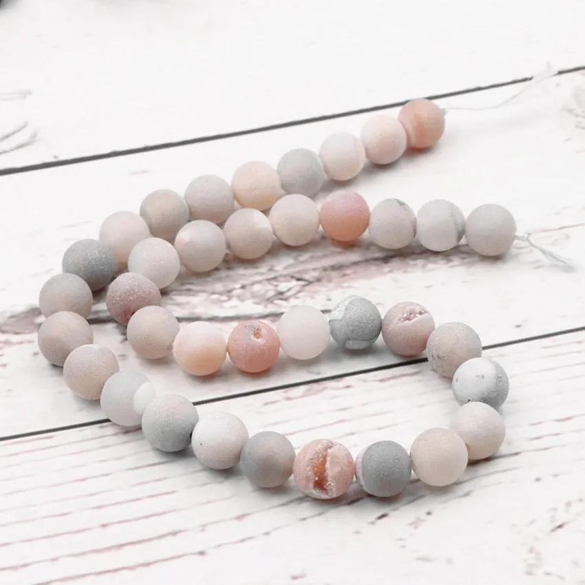 New Round Natural Geode Stone Agates DIY Necklace Bracelet Jewelry Making Polished Crystal Quartzs Loose Bead Mineral 15&quot A991 |