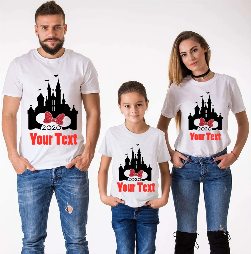 Ищу футболки с Микки Маусом замком 2020 Семейные Одежда для мамы и дочки рубашки