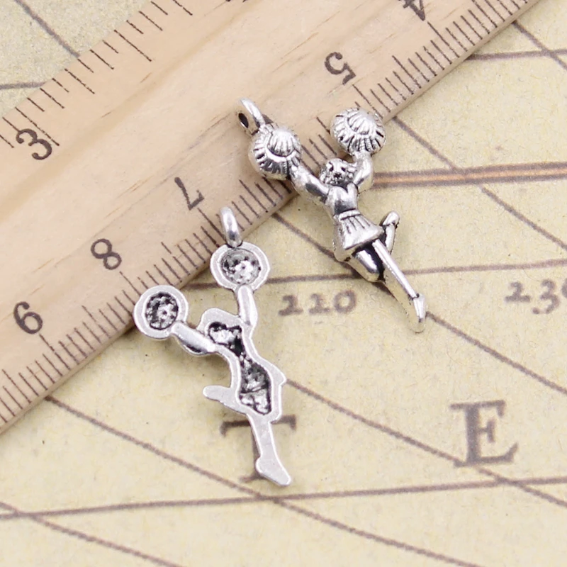 

20pcs Charms Cheer Girl Cheerleader 29x14mm Tibetan Bronze Silver Color Pendants Antique Jewelry Making DIY Handmade Craft