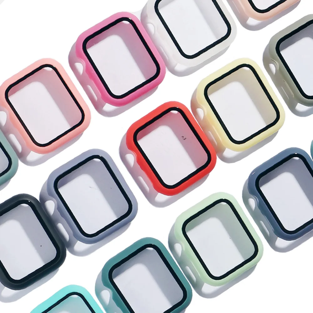

Glass+Cases for Apple Watch Series SE 654321 44mm 40mm Smart IWatch 42mm 38mm 360 Full Bumper Screen Protector+Cover Accessories