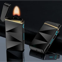 new windproof big flame luxury lighter usb pulse arc cigar cigarette lighters rechargeable plasma flameless gift gadgets