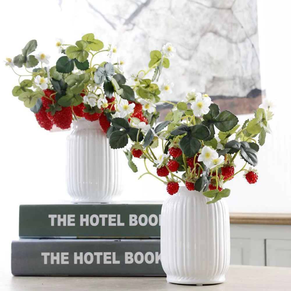 French Frambuesa Artificial Fake Strawberry Fruit Plant Flower Branch Bouquet Wedding Home Decor images - 6