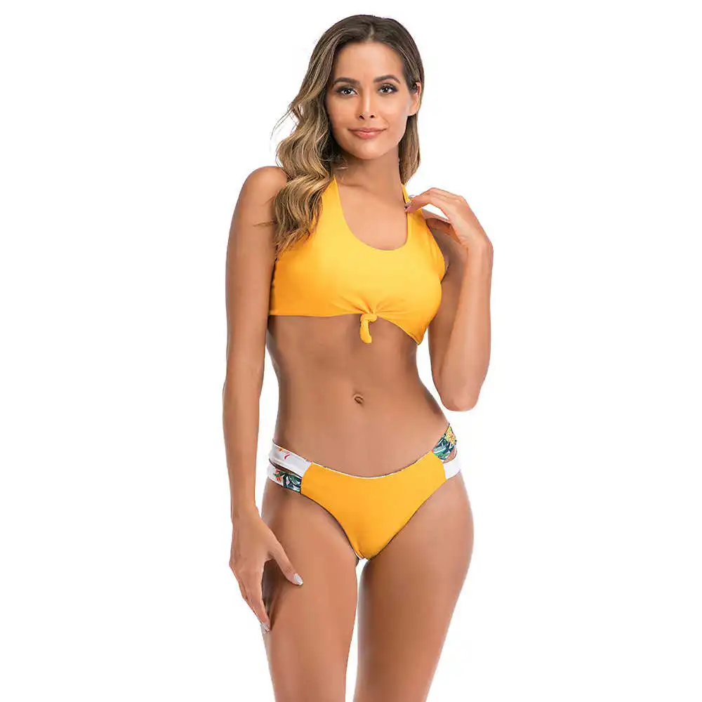 

2020 Up Bikini Set Swimwear Women Swimsuit Female Bathing Suit Separate Tie Bikinis Crop Beach Swimsuits Swim Wear