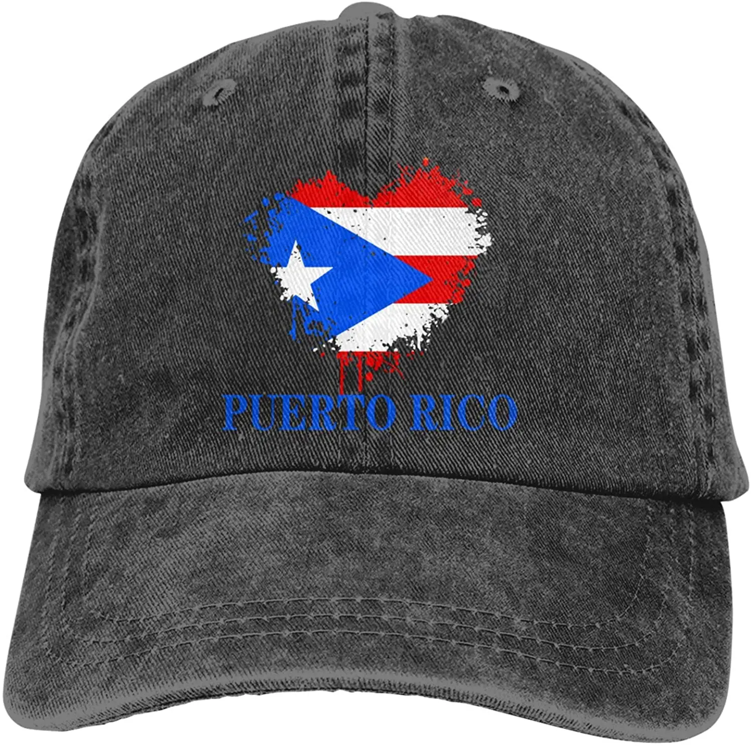 

Love Puerto Rico Sports Denim Cap Adjustable Unisex Plain Baseball Cowboy Snapback Hat
