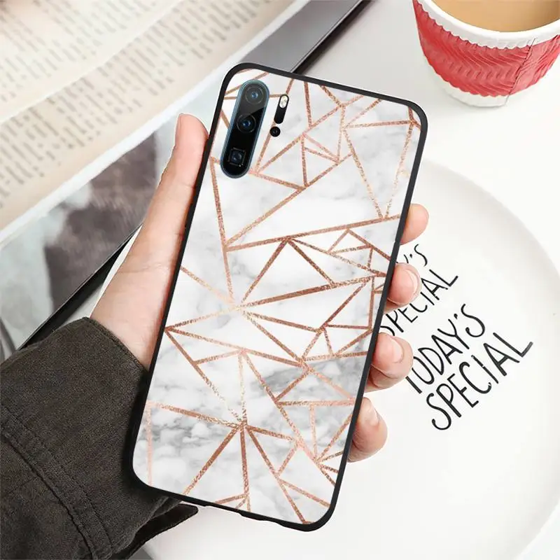 

Geometric Marble Texture Phone Case For Huawei P20 P30 P40 lite Pro P Smart 2019
