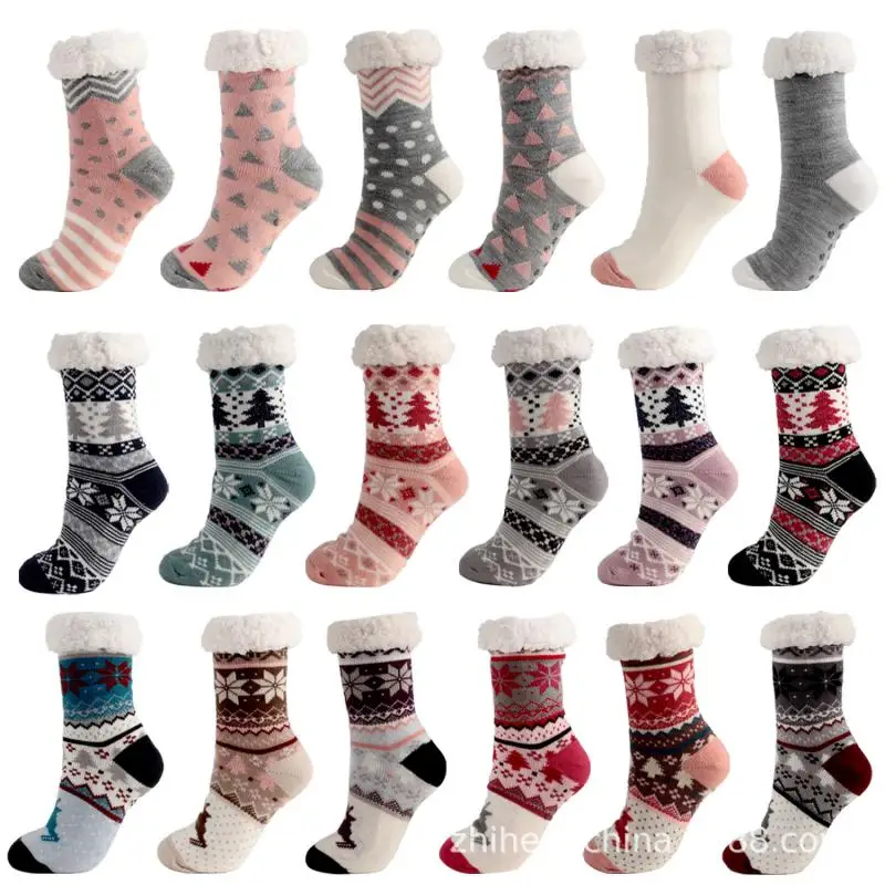 

6pairs Thick Winter Warm Sock Women Velvet Fur Home Slipper Socks for Floor 2022 New Knitting Womens High Ankle Floor Socking