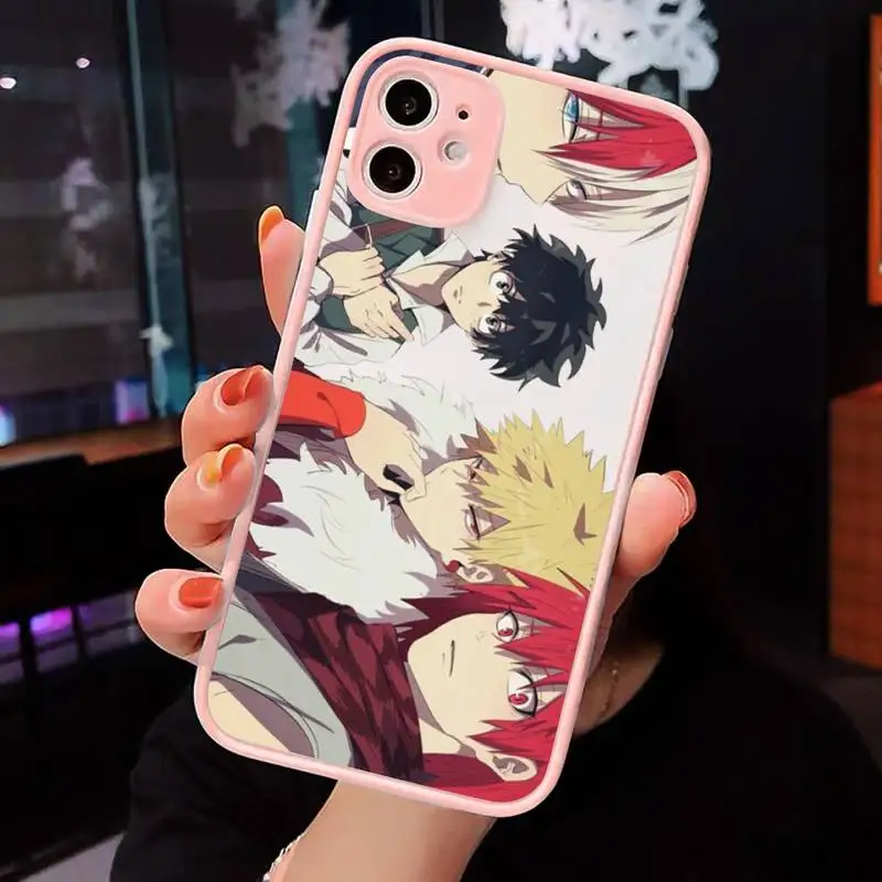 

Anime My Hero Academia Phone Case matte transparent For Pink iPhone 7 8 x xs xr 11 12 pro plus max mini Clear Funda