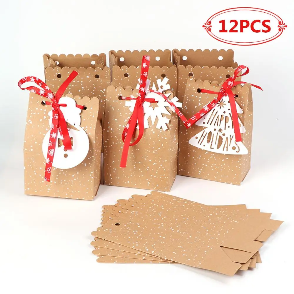 kraft boxes OurWarm DIY Войлок Рождественская елка Снеговик с орнаментом поддельная Рождественская елка детские игрушки Рождественская вечеринка украшения год - Цвет: kraft boxes
