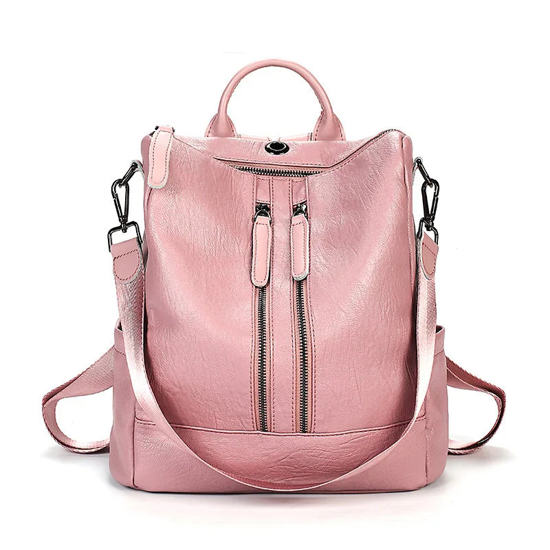 Pink 2 Женские рюкзаки из натуральной кожи, дорожная сумка на плечо, высокое качество, Женский винтажный рюкзак, школьные рюкзаки для девочек, Mochilas Feminina - Цвет: Pink 2
