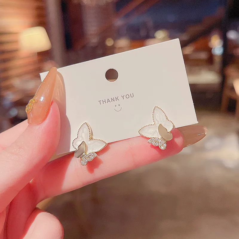 

Wholesale Sterling Silvers Post New Butterfly Dripping Texture Earrings Female Women Stud Dropshipping Jewelry Gift
