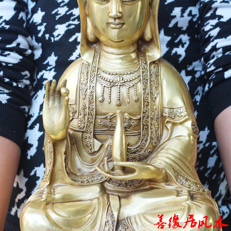 

55CM LARGE ASIA 2021 HOME HALL LOBBY TEMPLE BLESS EFFICACIOUS PROTECTION BRASS GUANYIN BODHISATTVA ORNAMENT BUDDHA