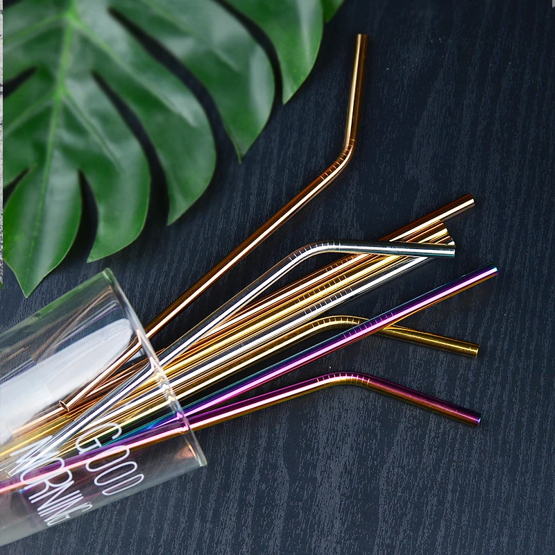 

Batch Straws 200Pcs/Set Metal Straw Reusable Wholesale Stainless Steel Drinking Tubes 215mm*6mm Straight Bent Straws For Drink