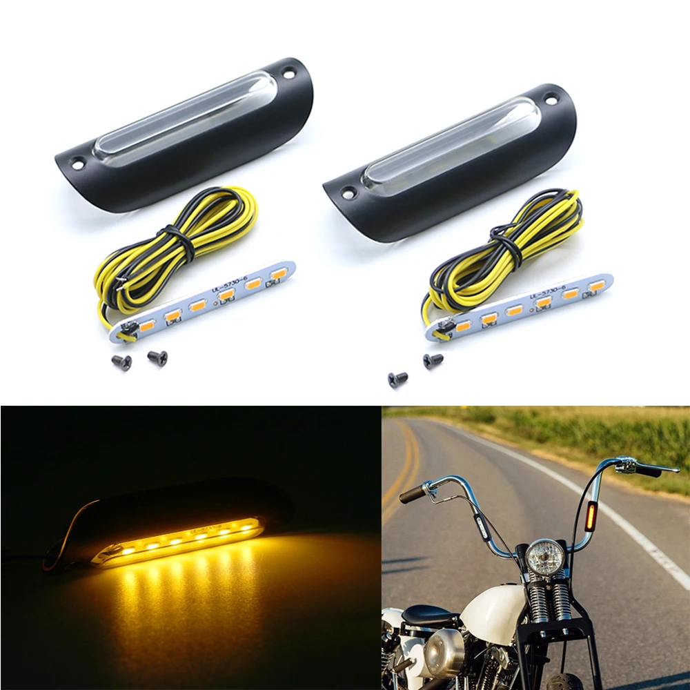 Black Universal Motorcycle Highway Bar Switchback Driving Light turn signal Light Amber LED For Crash Bars For Harley Touring 