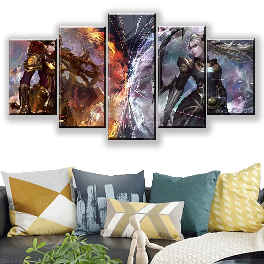 Модульная картина каркас холст HD печать 5 шт. легенды Лига Диана и Леона настенное