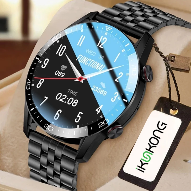 

Смарт-часы мужские водонепроницаемые с поддержкой Bluetooth, пульсометром и тонометром