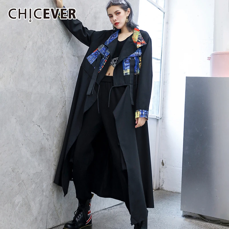 CHICEVER/винтажное Женское пальто в стиле пэчворк ветровка воротник с лацканами