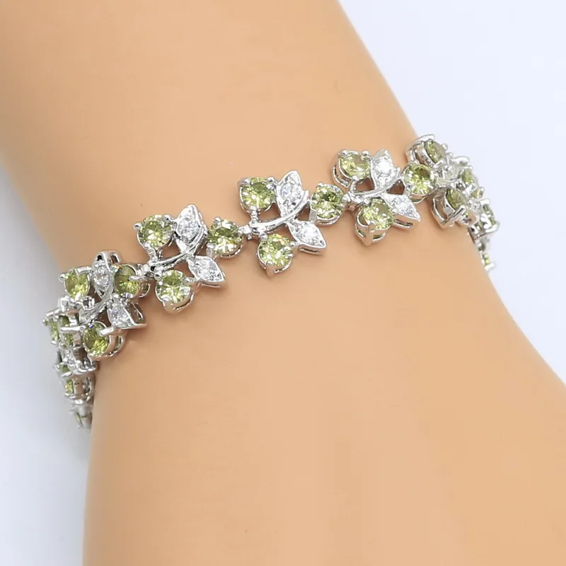 Новое поступление серебряный цвет Φ зеленый циркон AAA браслет серьги ожерелье