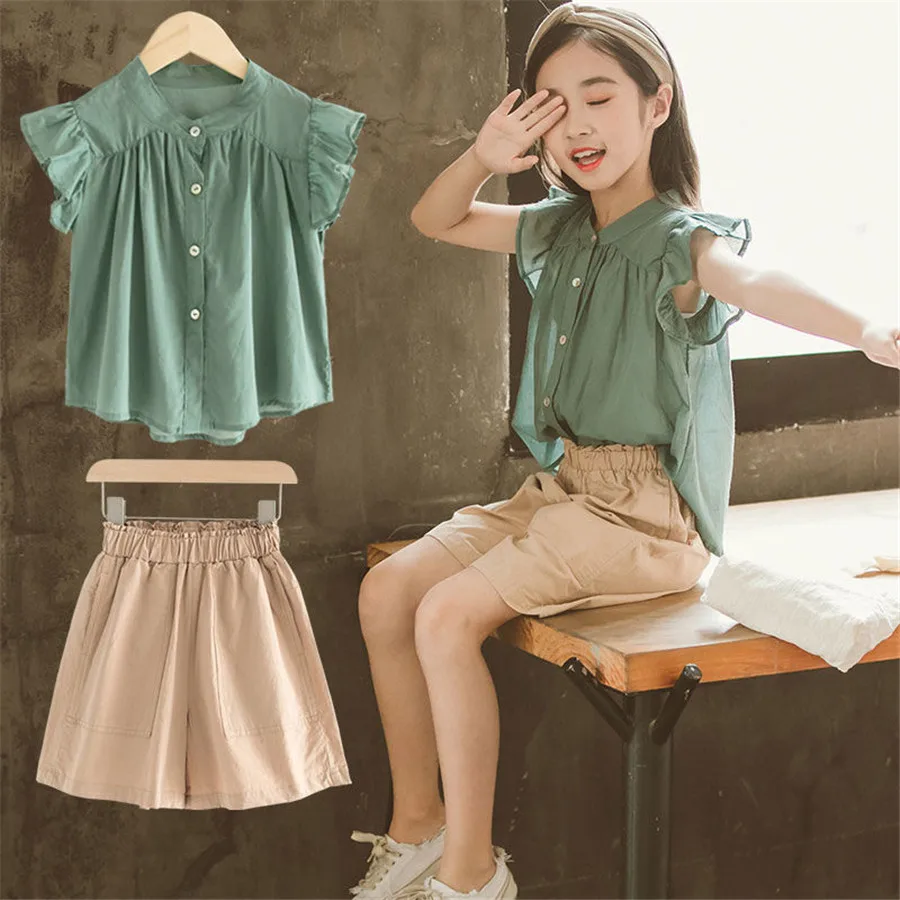 

Girls Clothes Set Summer Top + Short Pants 2 PCS Children Clothing For Girls Teen Kids Girls Clothes 4 5 6 7 8 9 10 11 12 Years