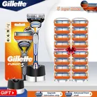 Безопасная бритва Gillette Fusion 5, Бритва для мужчин с подставкой, кассеты с бритвенными лезвиями, набор для бритья