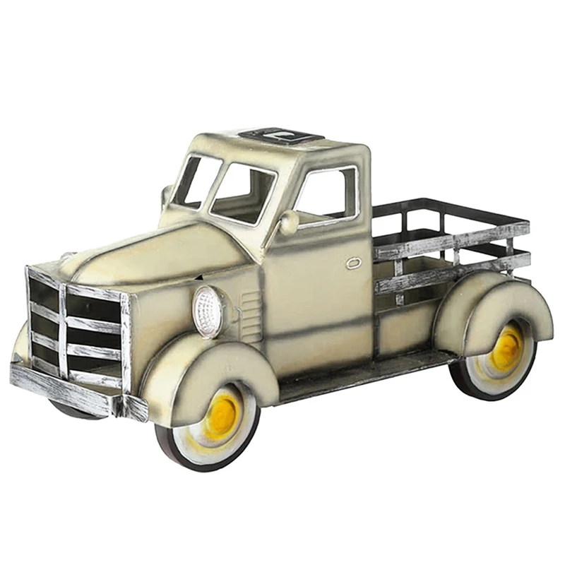 

Vintage Truck Flower Pot with Solar Lamp Pickup Retro Style Solar Pickup Truck Garden Decoration Truck Flower Pot