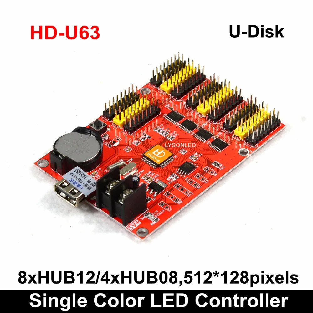 Free Shipping HD-U63 U-disk Single Dual Color Led Display Control Card Compatible P4.75 P10 Module