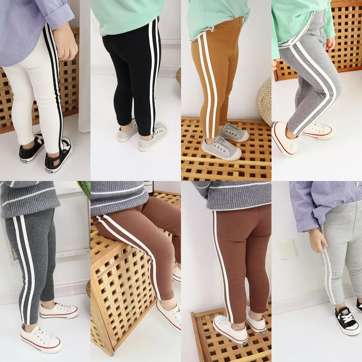 Осень 2020 Обтягивающие штаны из чистого хлопка с полосками сбоку для мальчиков и