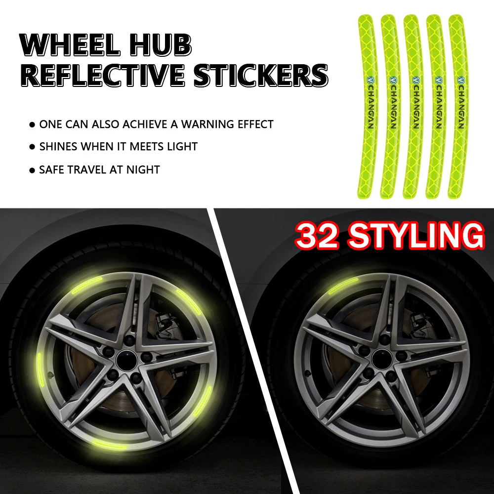 

1Set Reflective Car Wheel Hub Rim Tape Decor Sticker for Changan CS15 CS35 CS75 CX70 CS95 CS85 CS55 EADO CX70 V7 V5 CS75fl Plus