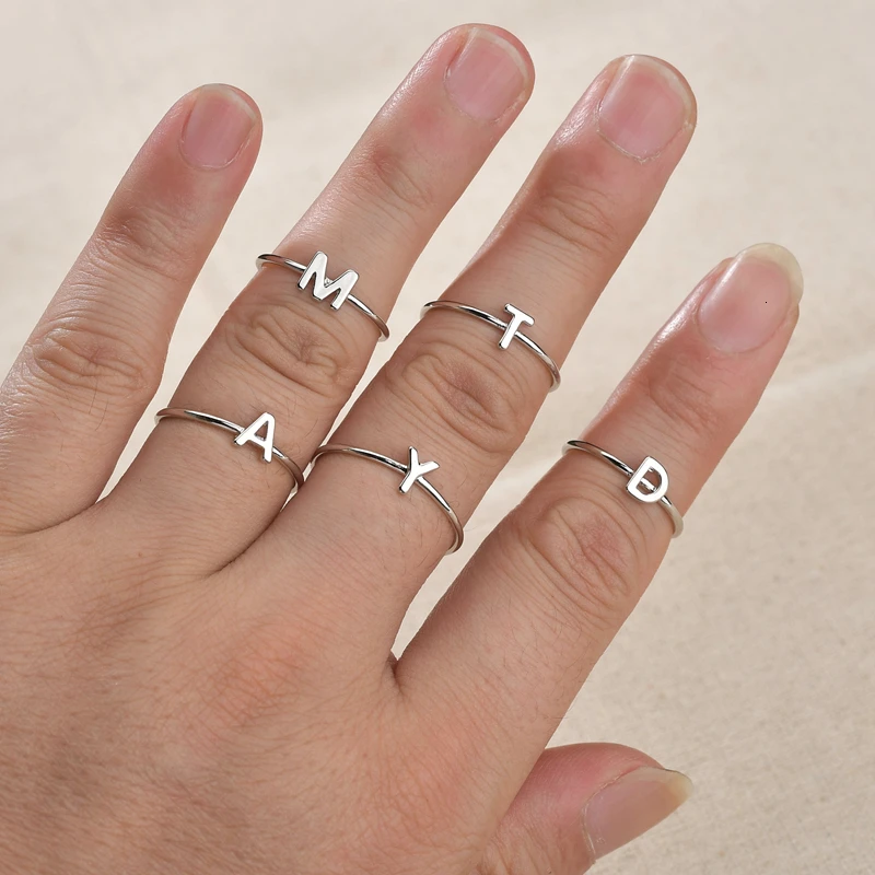 Кольцо инициальное с 26 инициалами креативное классическое полированное