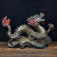 10tibet buddhism temple old bronze cinnabars chinese dragon statue zodiac dragon lucky town house help transport