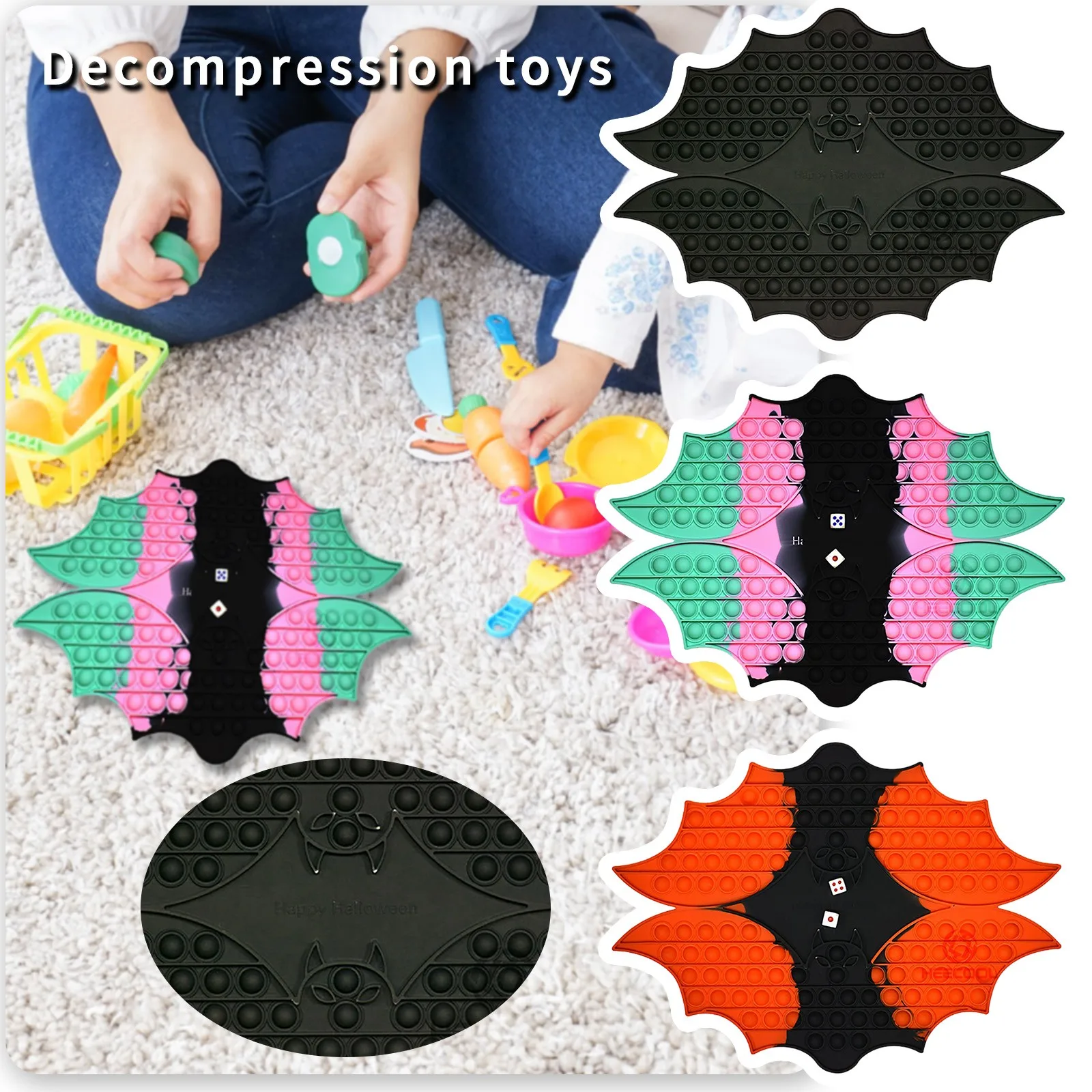 

Силиконовая Летучая мышь с пузырьками, сенсорные игрушки-антистресс, игрушка для декомпрессии при аутизме, летучая мышь в форме пузырька, П...