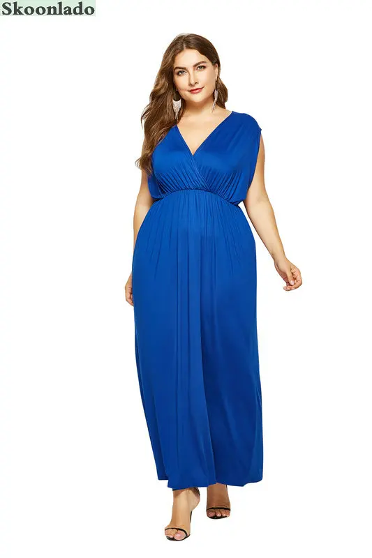 Новейшая модель С глубоким v образным вырезом Хлопковые женские длинные платья с