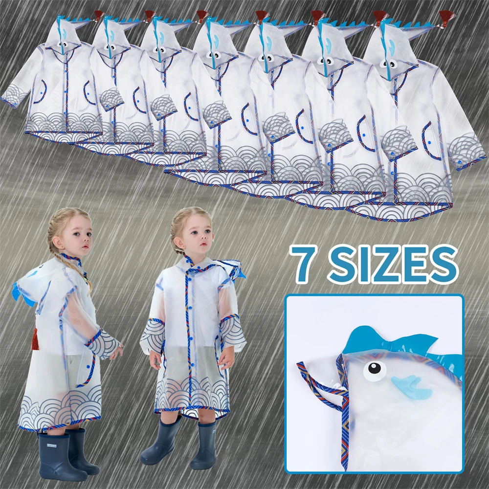 

Cute Kids Raincoat fashion baby waterproof lightweight raincoats cute three-dimensional 3D semi-permeable dragon robe poncho