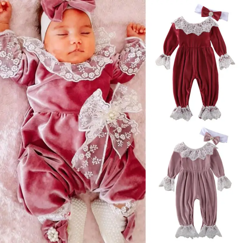 2 шт. детский бархатный комбинезон для девочек 0 24 месяцев|Комплекты одежды| |