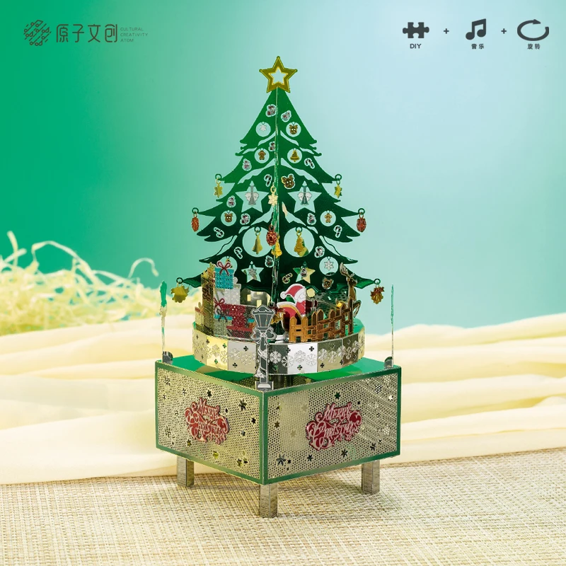 

Happy Hour Theme 3D Metal Puzzle Music Box with Jingle Bells Music Christmas Gift New Year Gift Hobby Assembled Model