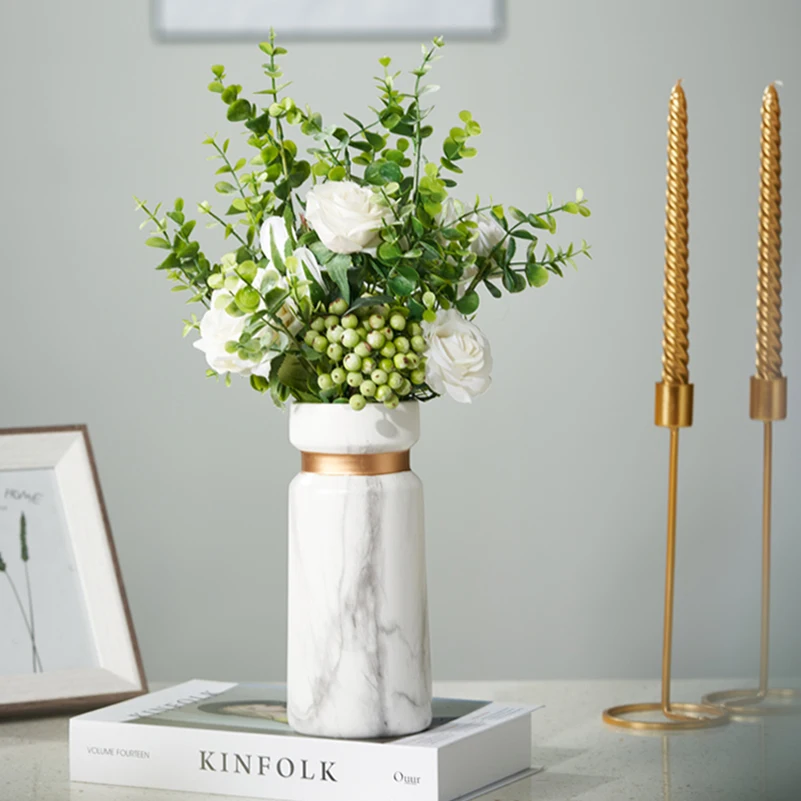 Вазы керамические белые мраморные Скандинавская настольная декоративная ваза