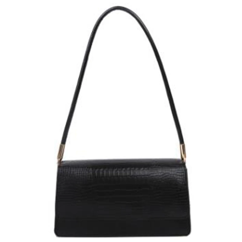 

2 Pcs Women Baguette Handbags Solid Colour AII Match Ladies Underarm Shoulder Bags Female Armpit Bag, Black & White
