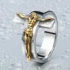 Личности в британском ретро стиле Готический Распятие Иисуса кольцо Модные мужские и женские религиозные юбилей цвета: золотистый, серебристый Цвет кольцо ювелирные изделия