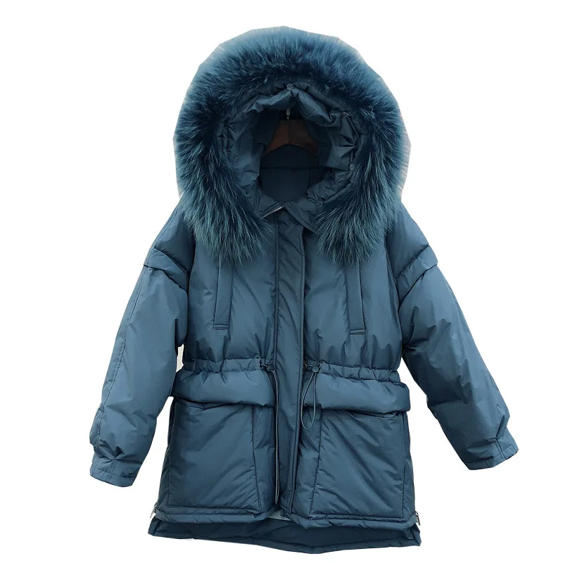 

2019 winter new white duck down Korea Dongdaemun ladies jacket female drawstring waist slim Slim