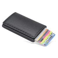 1pc carbon fiber card holder wallets men brand rfid black magic trifold leather slim mini wallet small money bag male purses