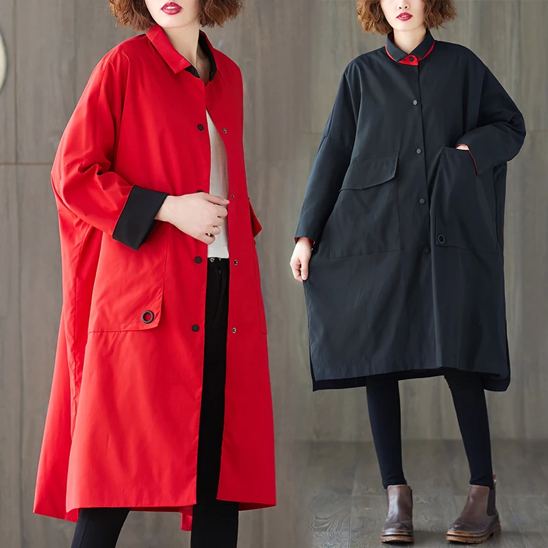 Тренчкот женский длинный свободного покроя модная Повседневная ветровка в