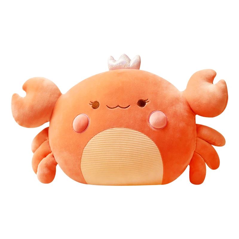 

38，58cm Down Cotton Stuffed Crab with Crown Plush Toys Underwater Animal Cute Plushie Chair Sofa Cushion Decor Toy Throw Pillow