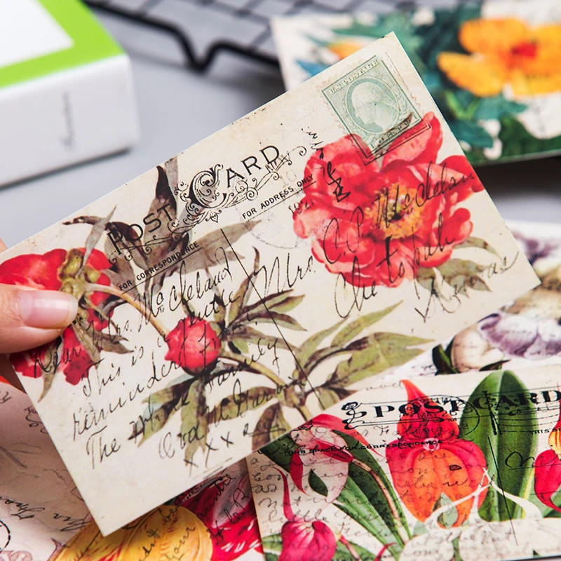 

6Pcs/Lot Vintage Flower Plant Atlas Letter Postcard Sticker DIY Scrapbooking Album Junk Journal Planner Decorative Stickers