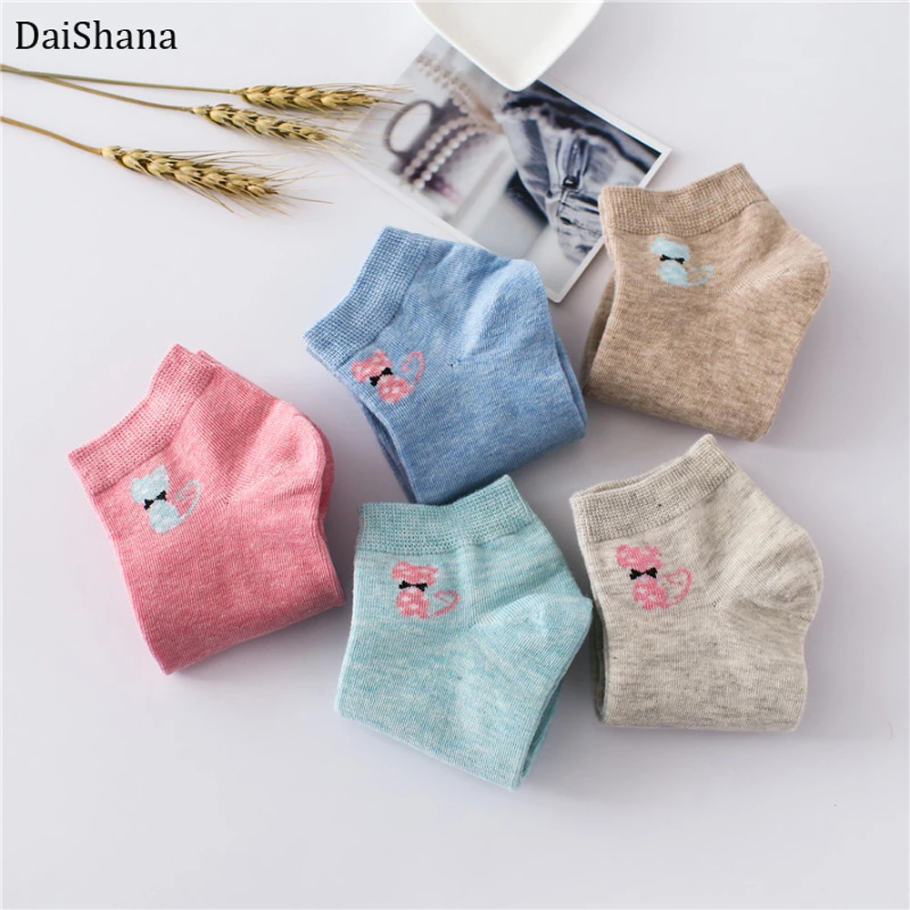 DaiShana весенне-летние теплые удобные хлопковые носки с котом из бамбукового