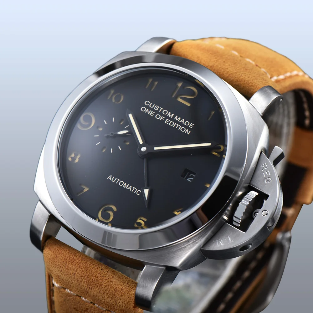 Автоматические часы BOMAX MARINA 44 мм светящаяся стрелка календарь чехол из