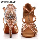 Туфли WUXIJIAO женские для джазовых танцев, туфли для латинских танцев, сальсы, повседневные, серебристые, бронзовые