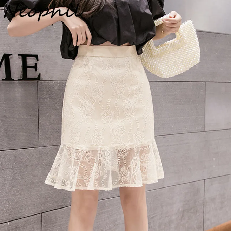 

Neohil 2021 Summer Floral Lace Pencil Mini Skirts Womens Sexy Fashion Ladies Bodycon High Waist Short Skirt Jupe Femme S21410
