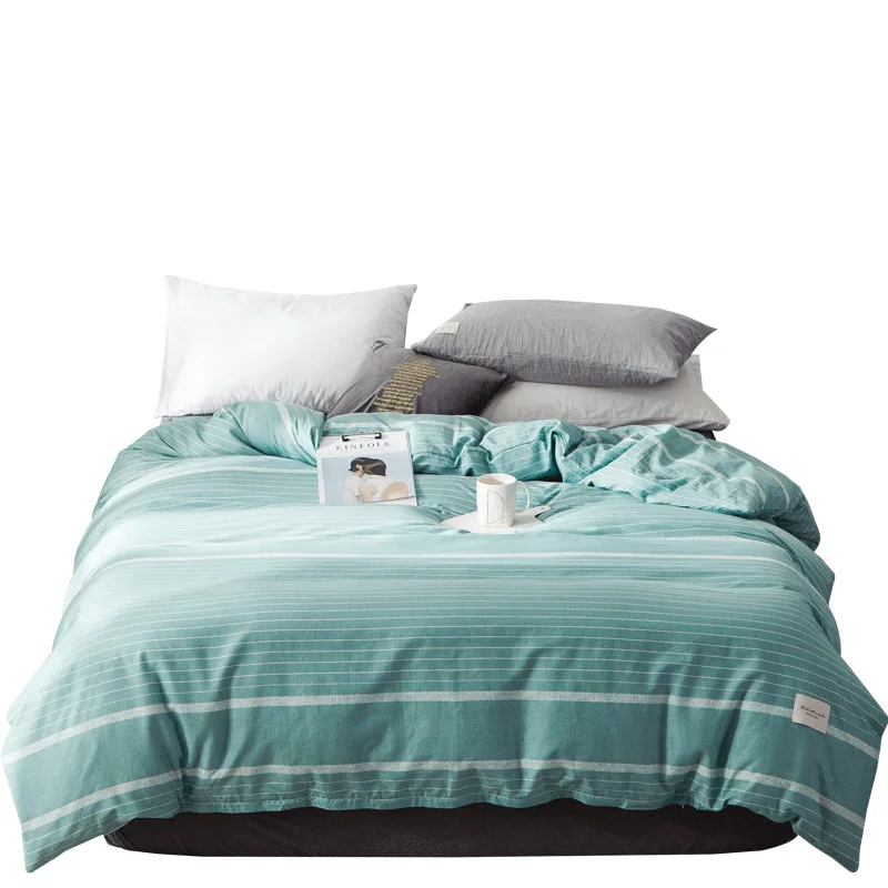Modern Household Bedding Set New Cotton Quilt Cover Simple Stripe Check Single Double Woven Label | Дом и сад